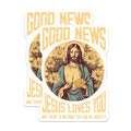 (2 Pack) Good News Jesus Loves You Magnets - Christian Faith Message - Inspirational Spiritual Decor Daisy - 5 Inches On Longest Side - Thick Durable Magnet - Made in USA - MAG24255