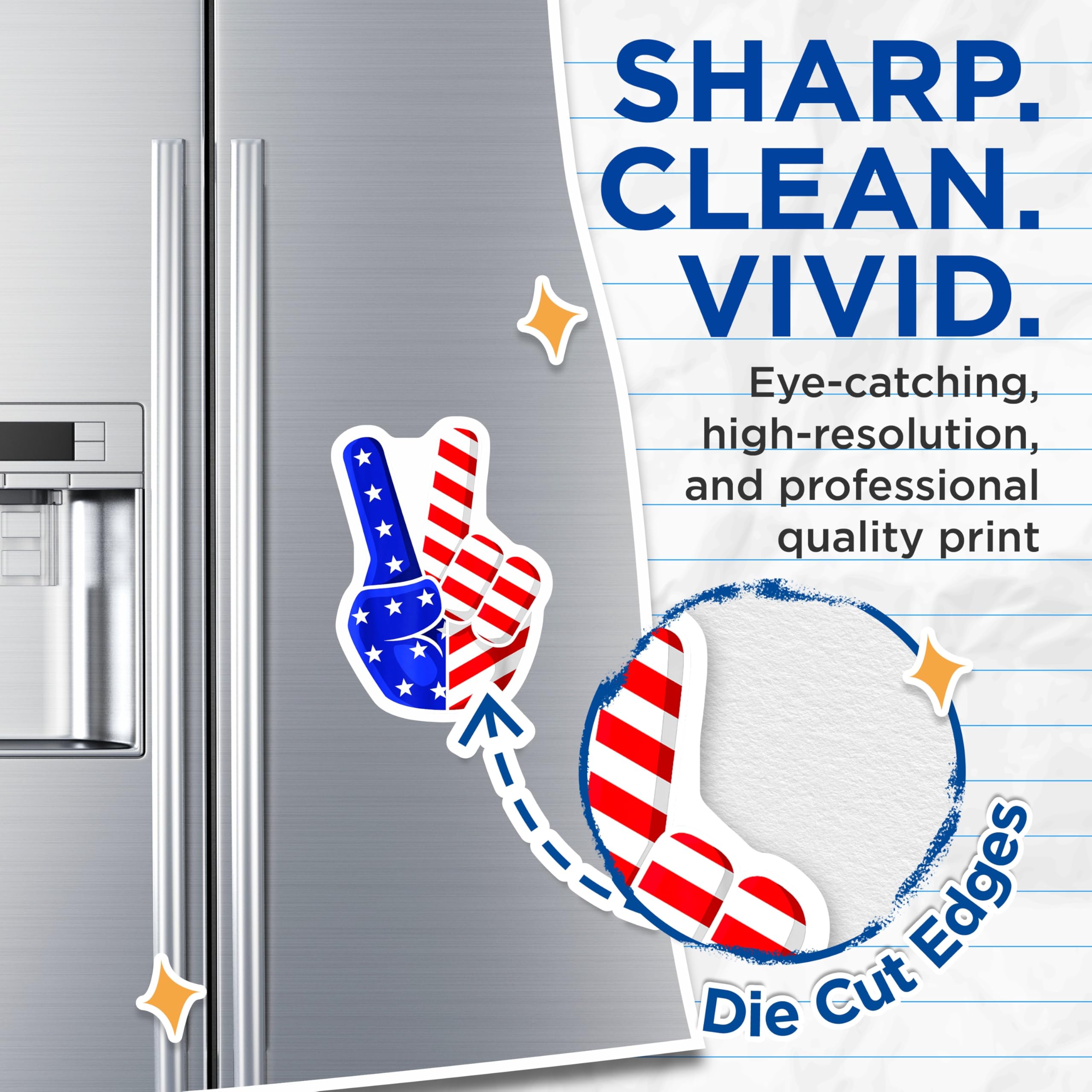 (2 Pack) American Flag Peace Sign Magnets - Patriotic Hand Gesture Decor - 4th of July - 5 Inches On Longest Side - Thick Durable Magnet - Made in USA - MAG30823