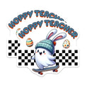 (2 Pack) Hoppy Teacher Stickers - Bunny Skateboarding - Easter Egg - Fun Teacher Appreciation - 5" On Longest Side - Sticks to Smooth Flat Surfaces - Made in USA - BMCS8146