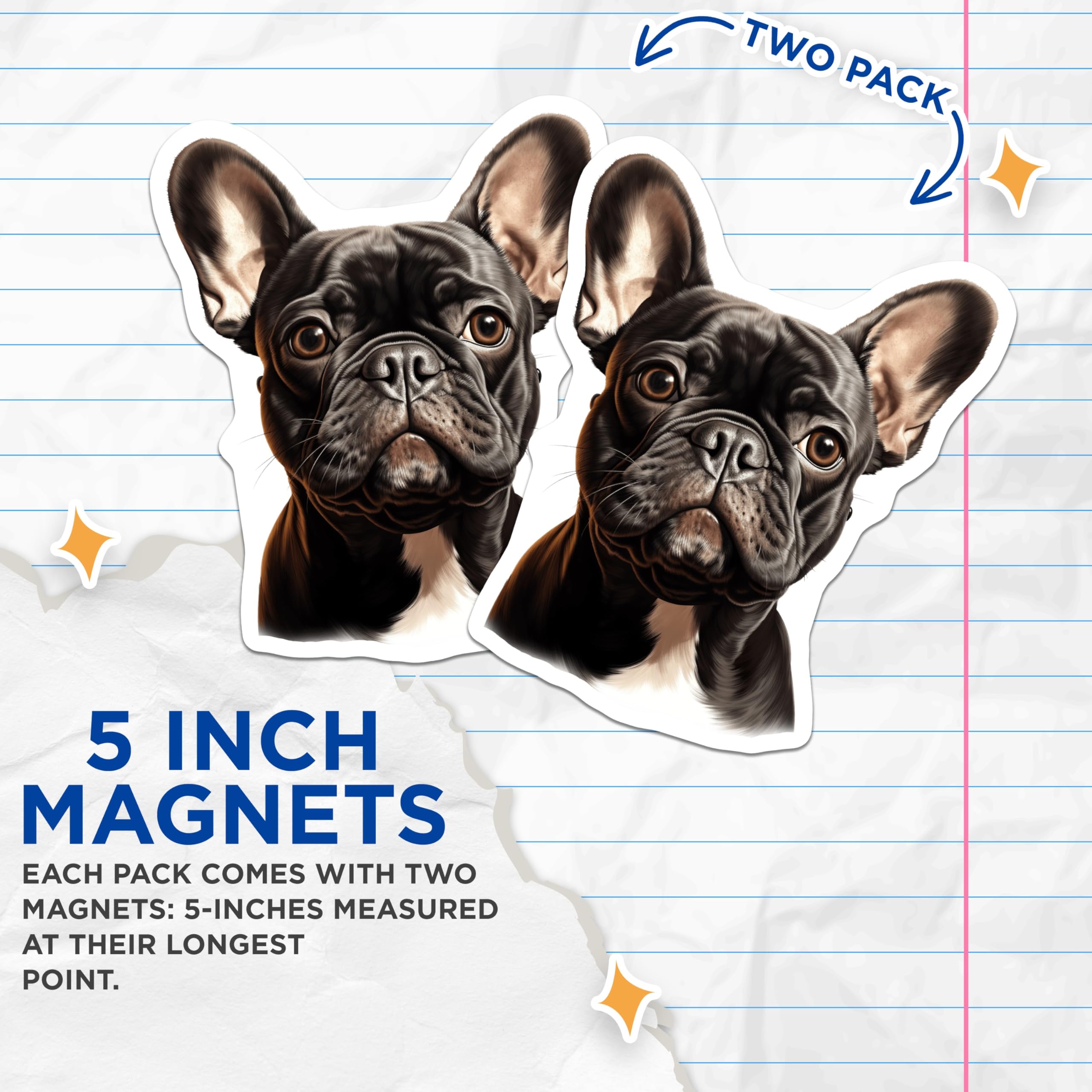 (2 Pack) Black French Bulldog Magnets - Frenchie Dog Lover Decor - Pet Owner Collectible Art - Puppy Fridge Magnet Set - 5 Inches On Longest Side - Thick Durable Magnet - Made in USA - MAG30254