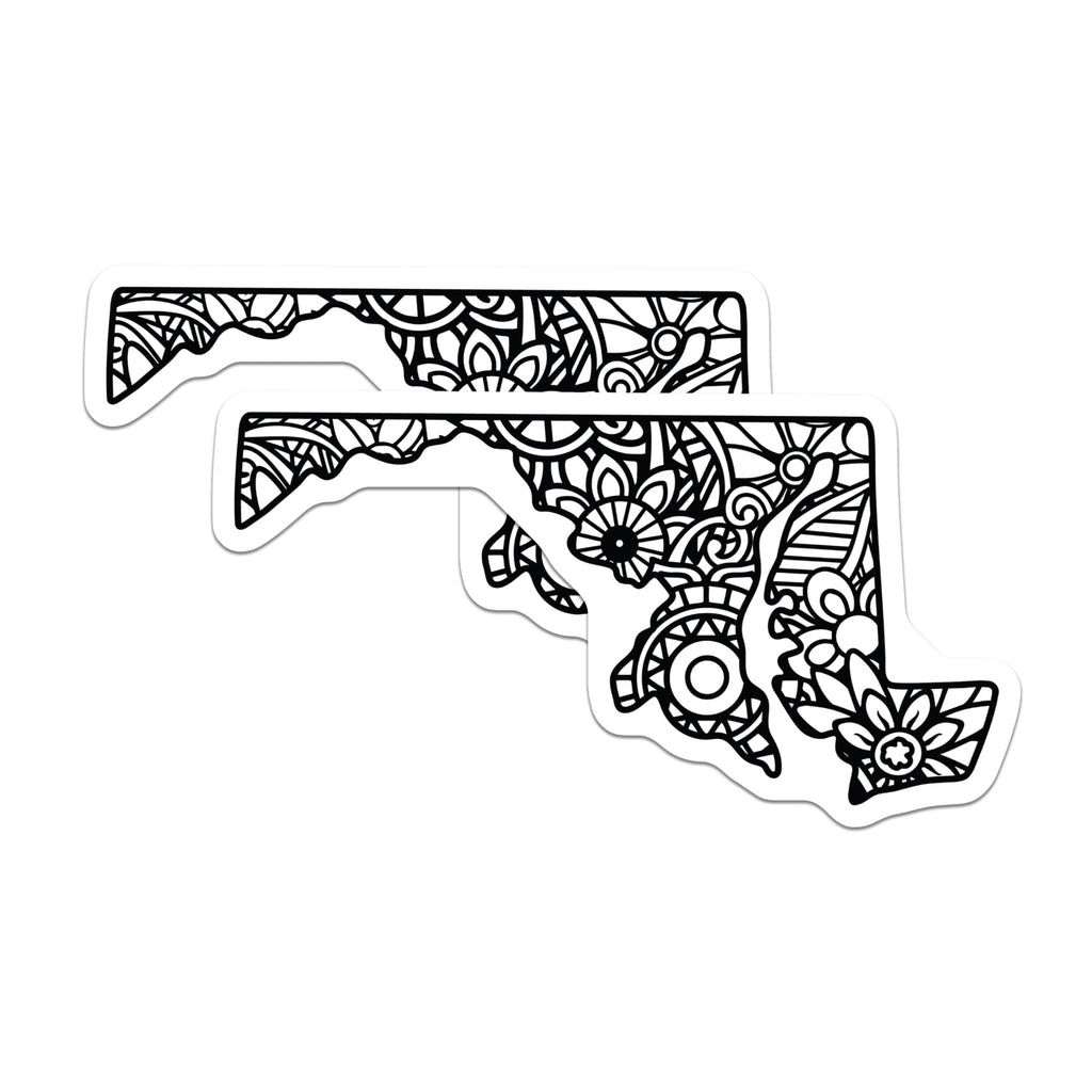 (2 Pack) Maryland Map Magnets - Floral State - Home Decor Accent - 5" On Longest Side - Premium Magnet - for Cars, Refrigerators, Toolboxes, Lockers - Made in USA - MAG18135