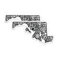 (2 Pack) Maryland Map Magnets - Floral State - Home Decor Accent - 5" On Longest Side - Premium Magnet - for Cars, Refrigerators, Toolboxes, Lockers - Made in USA - MAG18135