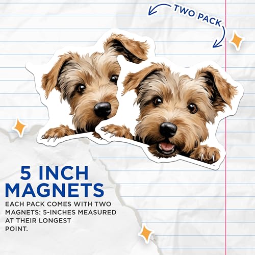 (2 Pack) Cute Puppy Magnet - Fridge Decor - Animal Lover Gift - Kitchen Fun - 5" On Longest Side - Sticks to Smooth Flat Surfaces - Made in USA - MAG10180