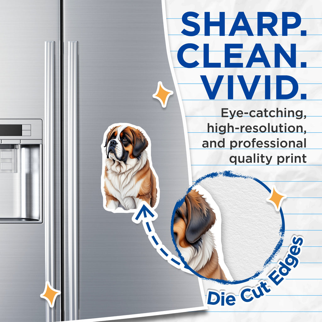 (2 Pack) St Bernard Dog Magnets - Large Breed Pet Lover - Pet Parent Refrigerator Decor - 5 Inches On Longest Side - Thick Durable Magnet - Made in USA - MAG37948