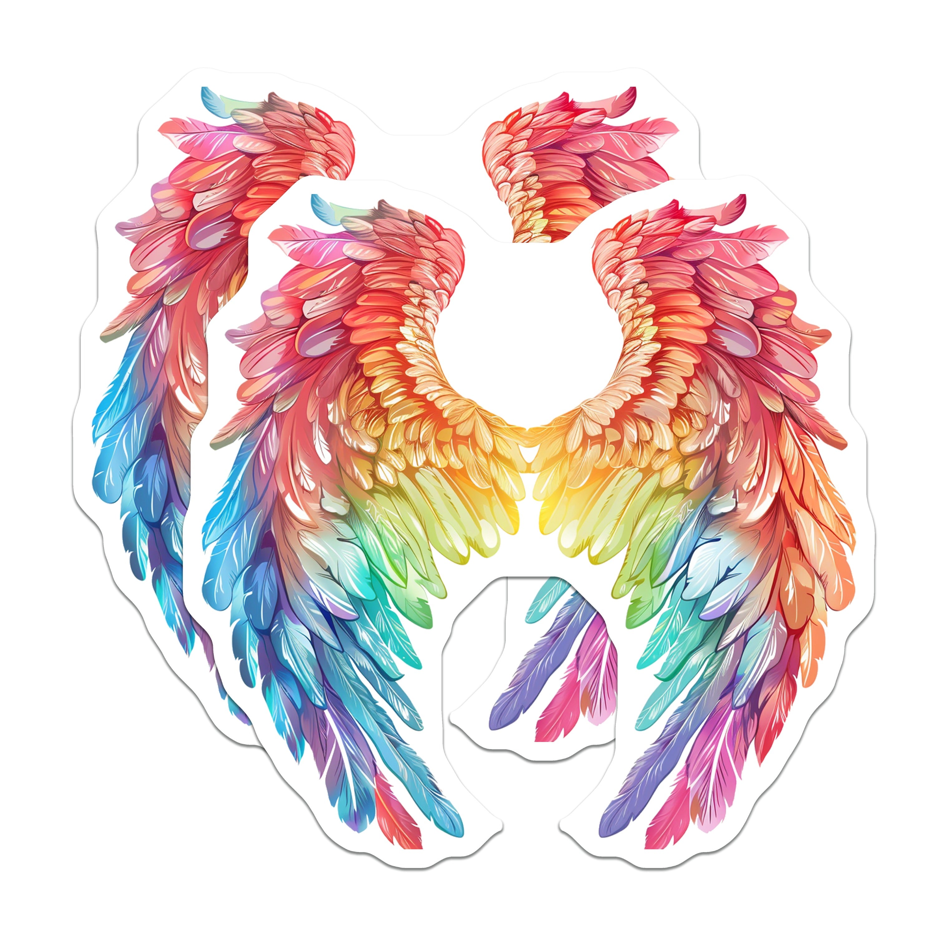 (2 Pack) Rainbow Angel Wings Magnets - Vibrant Feathered Angelic Decor - Spiritual Fantasy Refrigerator Home - 5 Inches On Longest Side - Thick Durable Magnet - Made in USA - MAG39560