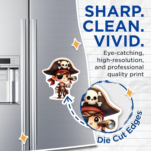 (2 Pack) Pirate Explorer Magnets - Cute Cartoon Pirate - Kids Room Decoration - Treasure Hunt Theme - 5" On Longest Side - for Cars, Fridges, Toolboxes - Made in USA - MAG7208