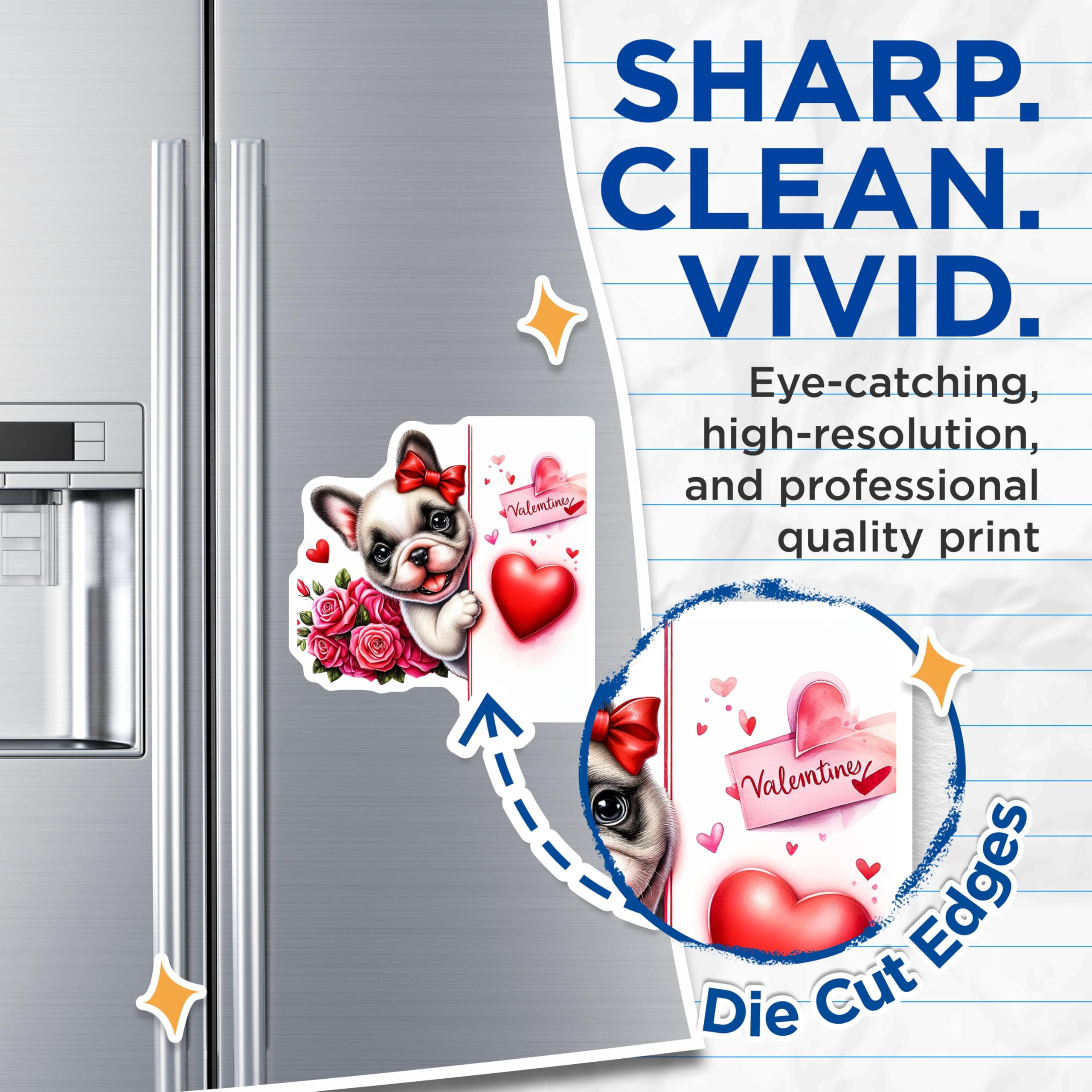 (2 Pack) French Bulldog Magnets - Valentines Dog Decor - Cute Puppy Heart Magnets - 5" On Longest Side - Premium Magnet - for Cars, Refrigerators, Toolboxes, Lockers - Made in USA - MAG14601