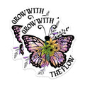 (2 Pack) Butterfly Floral Magnets - Grow with The Flow - Inspirational Magnet Set - 5" On Longest Side - Premium Magnet - for Cars, Refrigerators, Toolboxes, Lockers - Made in USA - MAG18680