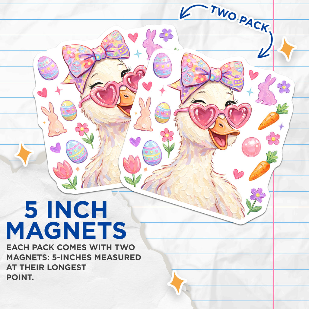(2 Pack) Easter Duckling Magnets - Cute Animal Refrigerator Magnets - Spring Decor - Kawaii Pastel Kitchen Accents - Whimsical Bunny Egg - 5" - Thick Durable Magnet - Made in USA - MAG39954