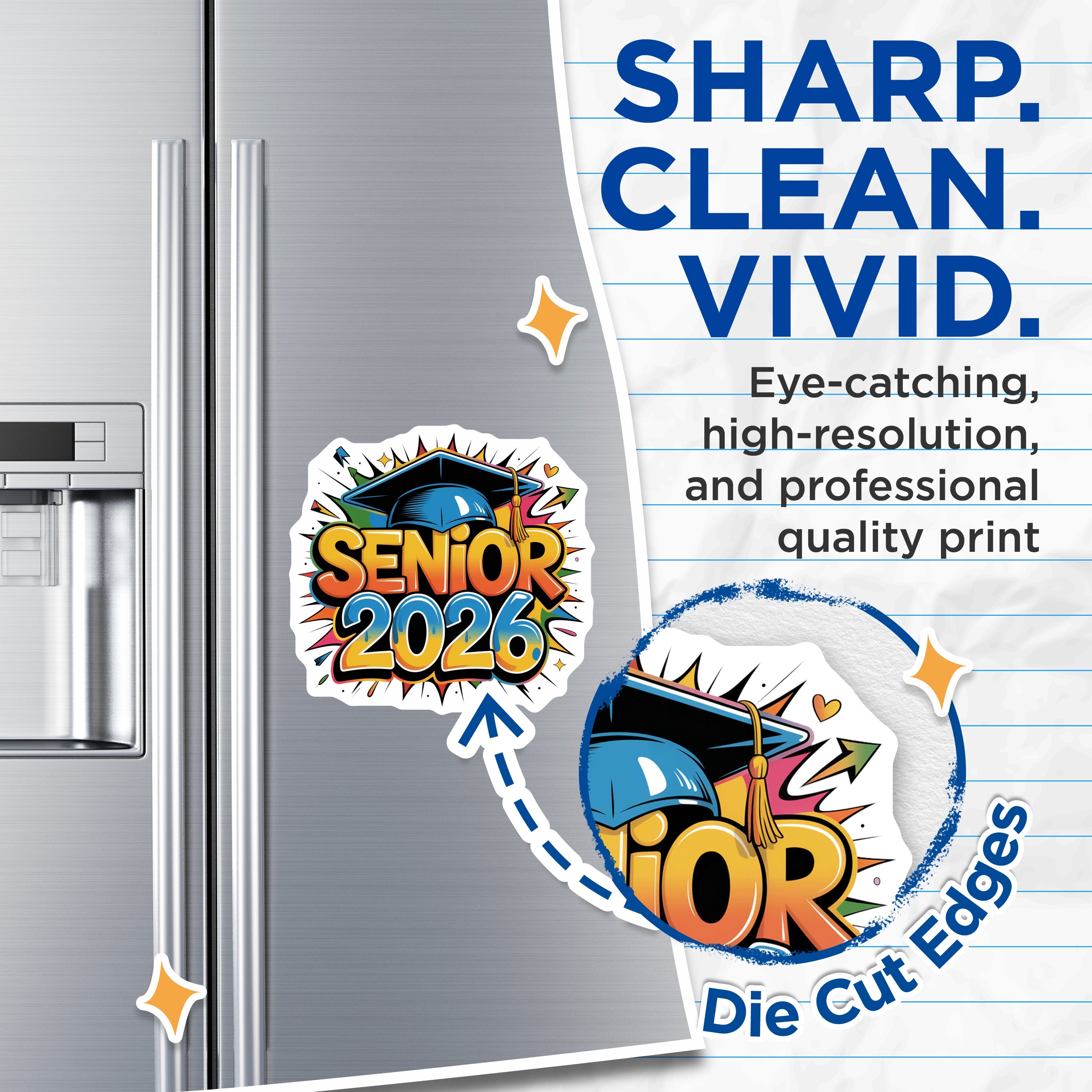 (2 Pack) Senior 2026 Magnets - Class of 2026 Graduate Celebration - High School College Future Alumni - 5 Inches On Longest Side - Thick Durable Magnet - Made in USA - MAG39636
