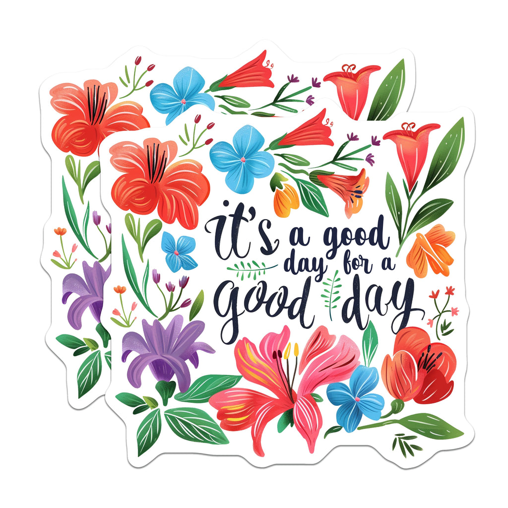 (2 Pack) It's a Good Day Floral Magnets - Positive Affirmation Decor - Inspirational Quote Kitchen Accessory - 5 Inches On Longest Side - Thick Durable Magnet - Made in USA - MAG39382
