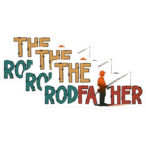 (3 Pack) Rodfather Decals - Fishing Lover - Funny Dad Decal - 3 Inches On Longest Side - Easy Peel & Apply - Made in USA - 3MCS6246