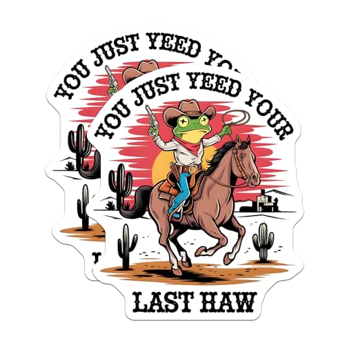 (2 Pack) Funny Frog Cowboy Magnets - Novelty Western Design - Humorous Fridge Decor - 5" On Longest Side - for Cars, Fridges, Toolboxes - Made in USA - MAG6687