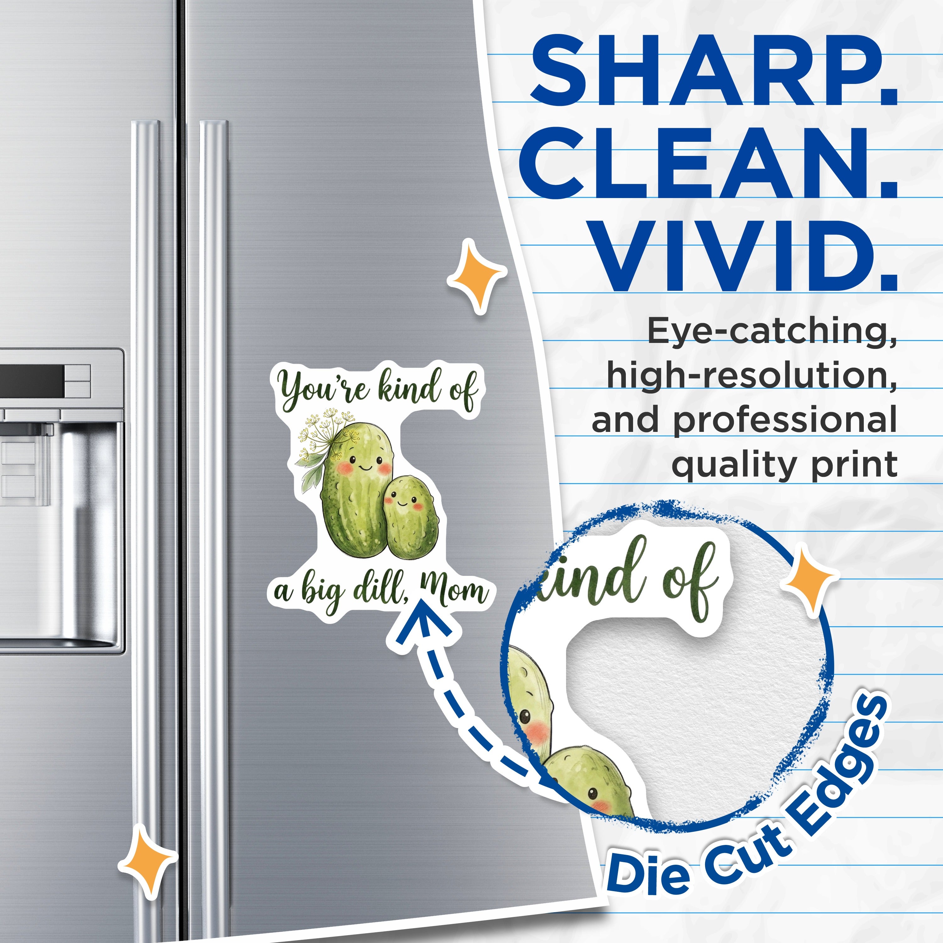 (2 Pack) Big Dill Mom Magnets - Funny Kitchen Refrigerator Decor - Cute Mother's Day Appreciation - 5 Inches On Longest Side - Thick Durable Magnet - Made in USA - MAG38711