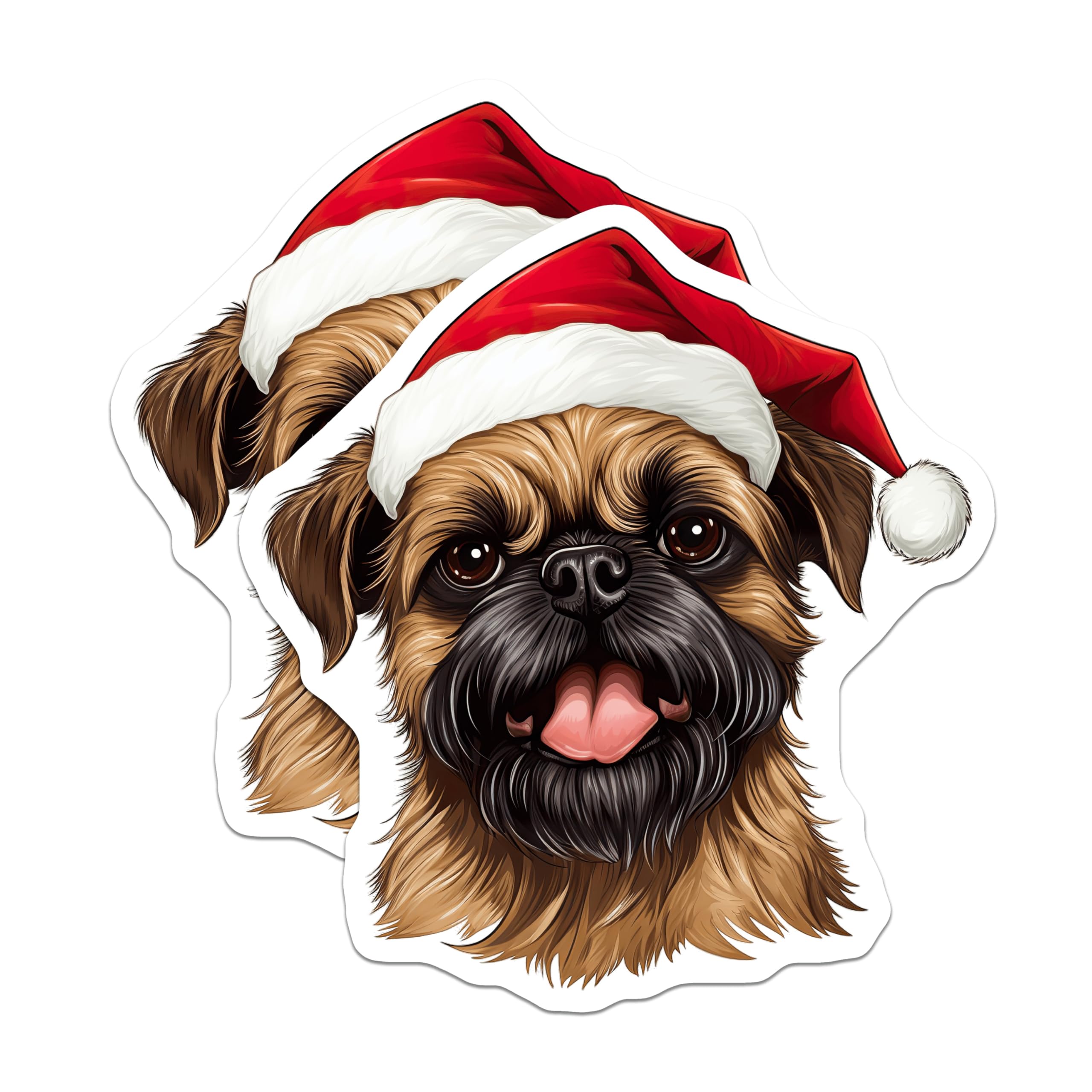 (2 Pack) Christmas Dog Magnets - Brussels Griffon Holiday Decor - Festive Pet Fridge Art - 5 Inches On Longest Side - Thick Durable Magnet - Made in USA - MAG26098
