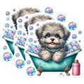 (3 Pack) Cute Puppy Decals - Bath Time Fun - Bubble Dog Stickers - 3 Inches On Longest Side - Easy Peel & Apply - Made in USA - 3MCS8189