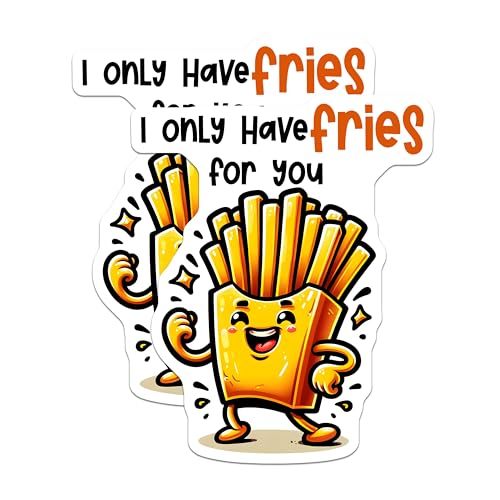 (2 Pack) Funny Food Stickers - Cute French Fries Character - 5" On Longest Side - Sticks to Smooth Flat Surfaces - Made in USA - BMCS8780 - BMCS8780