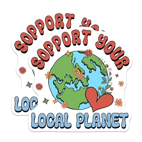 (2 Pack) Support Your Local Planet Magnets Magnets - Floral Earth Design - Inspirational Eco-Friendly Decor - 5" On Longest Side - Made in USA - Sticks to Refrigerators & Metal Surfaces - MAG9222