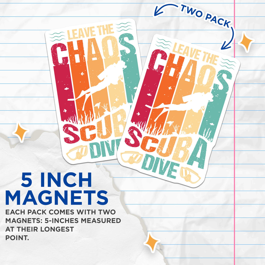 (2 Pack) Scuba Diving Magnets - Diver Gift - Ocean Lover Decor - 5" On Longest Side - Premium Magnet - for Cars, Refrigerators, Toolboxes, Lockers - Made in USA - MAG18526