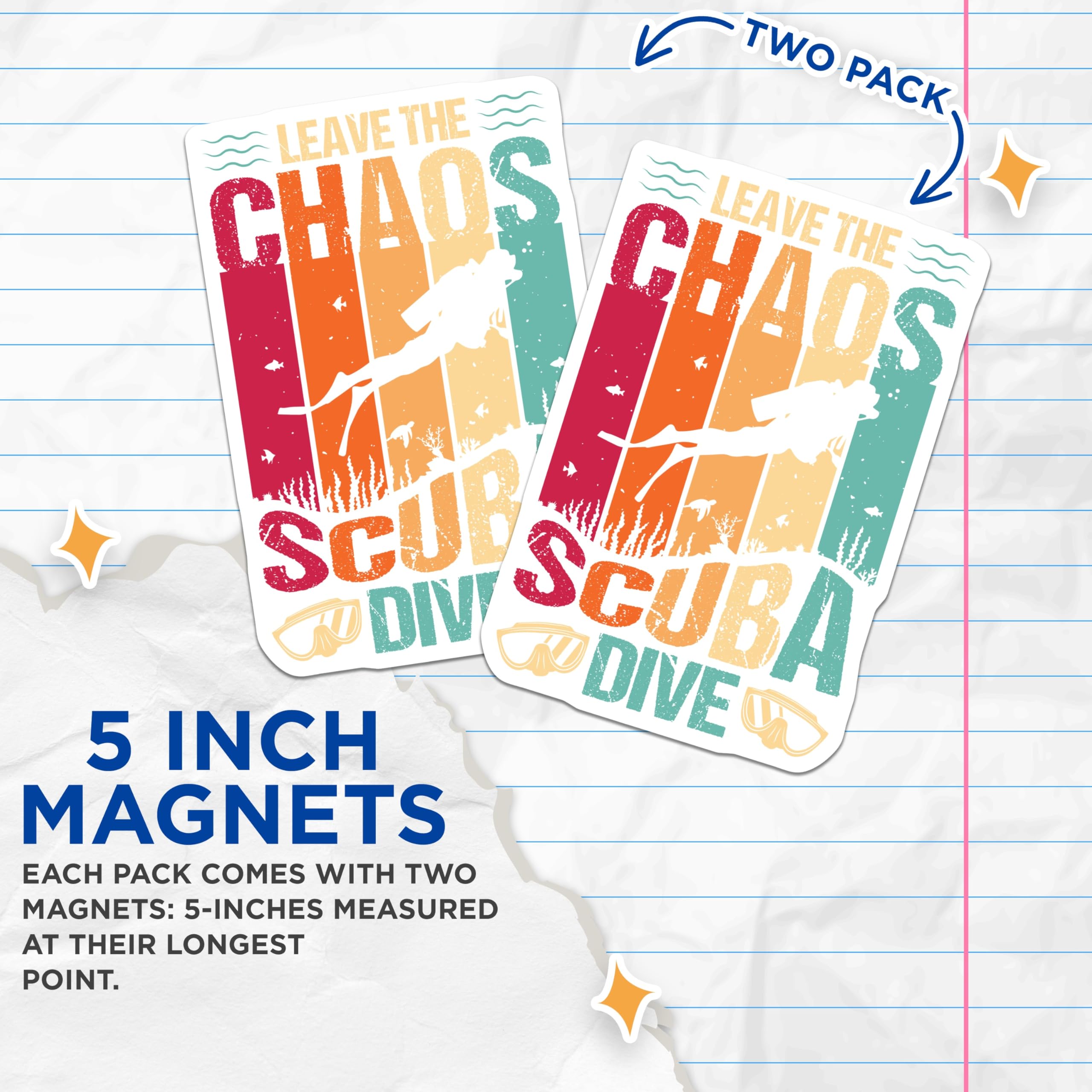 (2 Pack) Scuba Diving Magnets - Diver Gift - Ocean Lover Decor - 5" On Longest Side - Premium Magnet - for Cars, Refrigerators, Toolboxes, Lockers - Made in USA - MAG18526