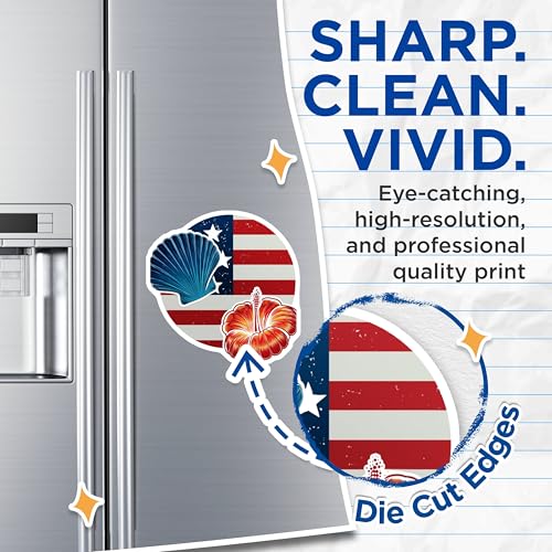 (2 Pack) USA Patriotic Seashell Magnets Magnets - Floral Beach Theme - American Flag Decor - 5" On Longest Side - Made in USA - Sticks to Refrigerators & Metal Surfaces - MAG8983