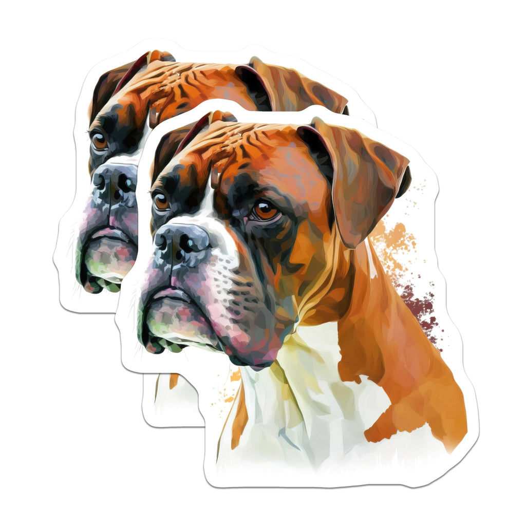 (2 Pack) Boxer Dog Magnets - Artistic Canine Pet Lover Decor - Unique Animal Breed Art - 5 Inches On Longest Side - Thick Durable Magnet - Made in USA - MAG23917