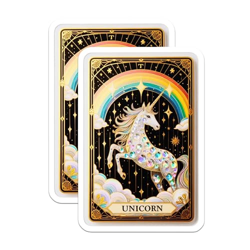(2 Pack) Fantasy Decor Magnet - Rainbow Unicorn - Magical Unicorn - Mystical Pony - Kids Room Decor - 5" On Longest Side - Sticks to Smooth Flat Surfaces - Made in USA - MAG10137