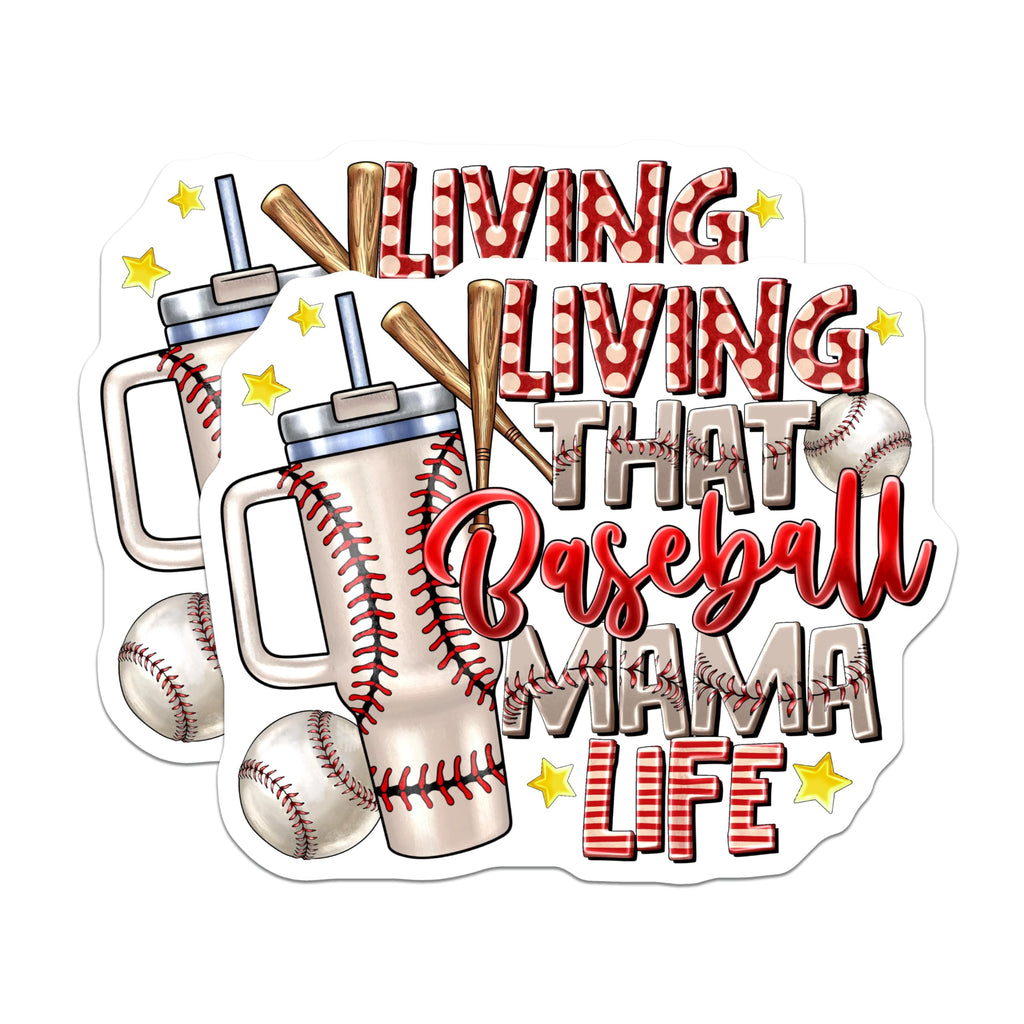 (2 Pack) Living that Baseball Mama Magnets - Sports Mom Game Day - Refrigerator Locker Decor - 5 Inches On Longest Side - Thick Durable Magnet - Made in USA - MAG24506