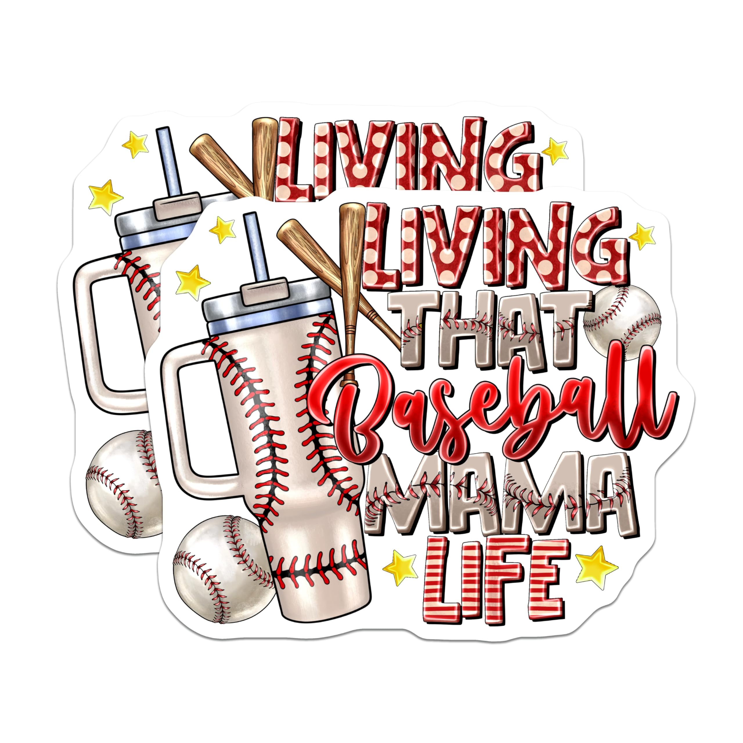 (2 Pack) Living that Baseball Mama Magnets - Sports Mom Game Day - Refrigerator Locker Decor - 5 Inches On Longest Side - Thick Durable Magnet - Made in USA - MAG24506