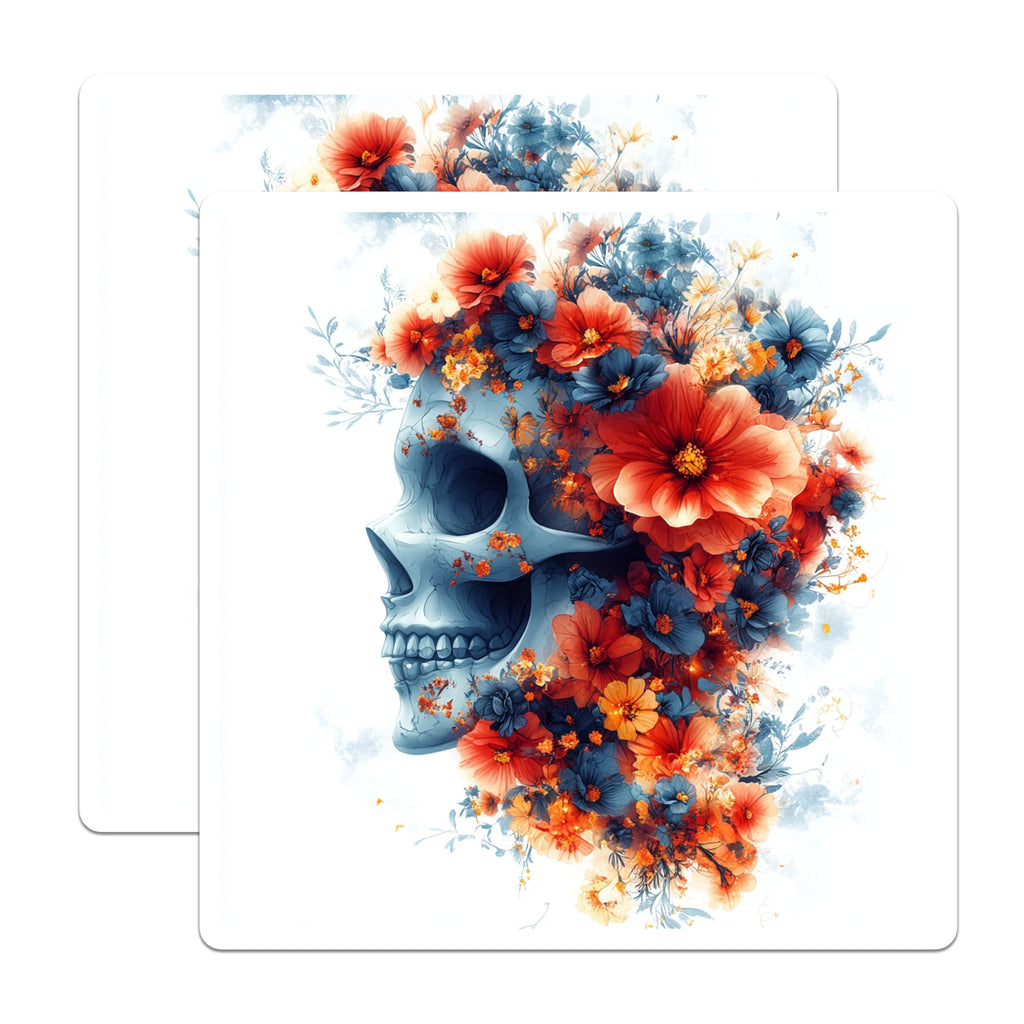 (2 Pack) Floral Skull Magnets - Day of Dead Art - Gothic Boho Decor - Alternative Refrigerator Magnets - 5 Inches On Longest Side - Thick Durable Magnet - Made in USA - MAG29265