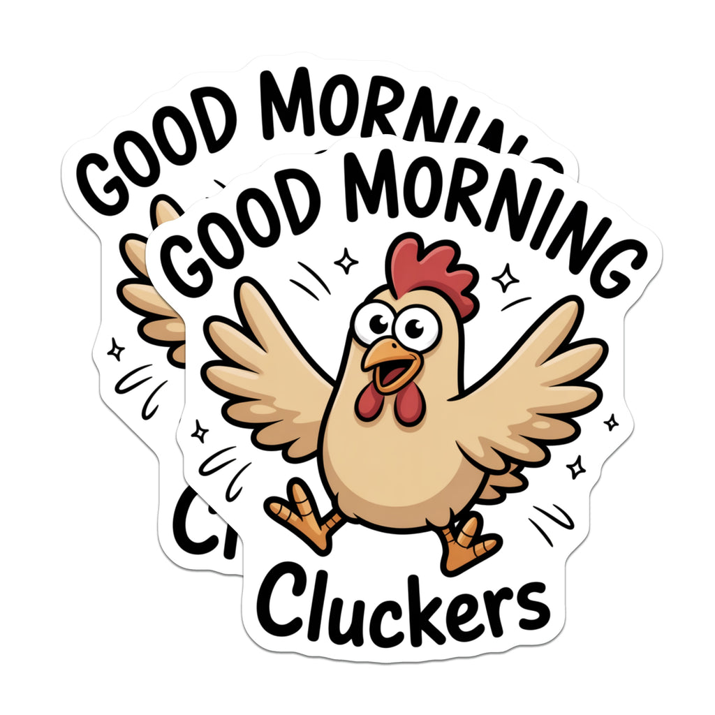 (2 Pack) Good Morning Cluckers Magnets - Funny Chicken Fridge Decor - Farm Animal Kitchen Accent - 5 Inches On Longest Side - Thick Durable Magnet - Made in USA - MAG39184