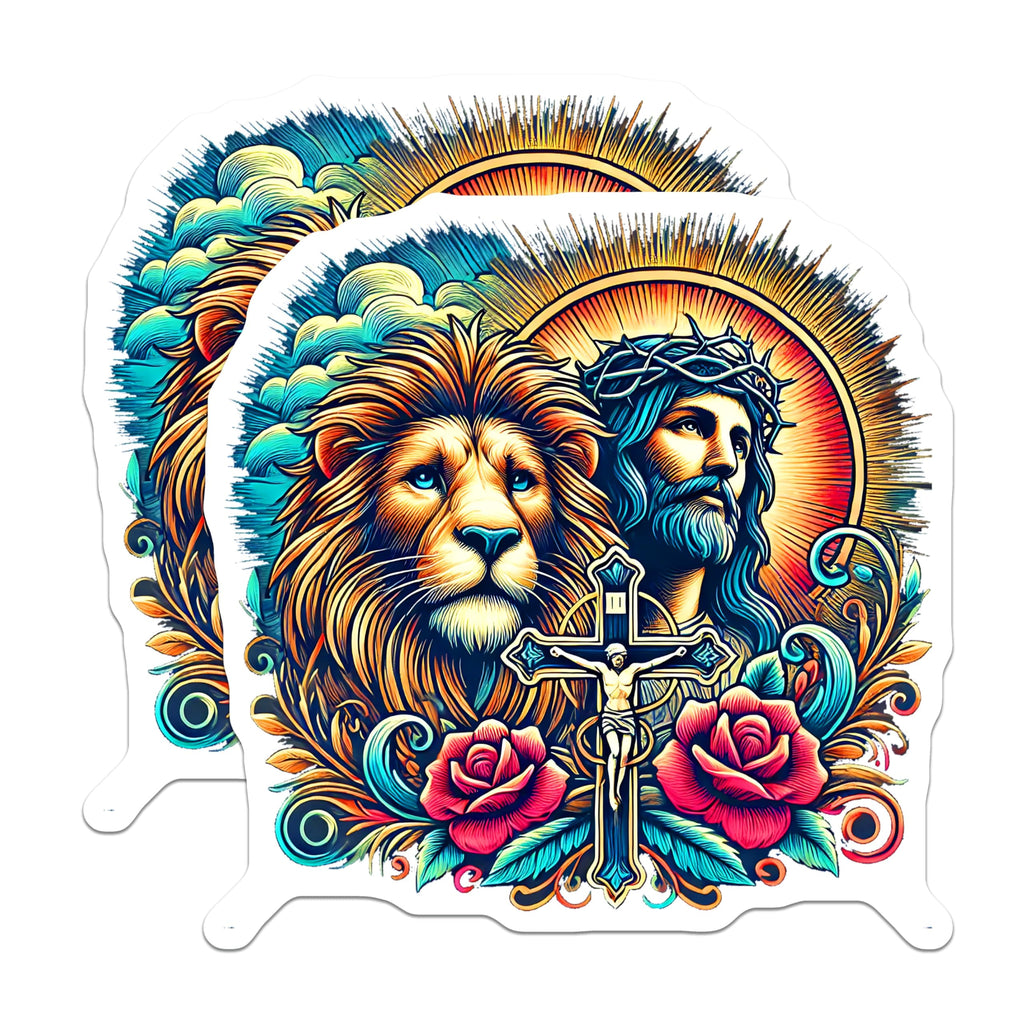 (2 Pack) Lion of Judah Jesus Magnets - Christian Faith Decor - Religious Spiritual Art - 5 Inches On Longest Side - Thick Durable Magnet - Made in USA - MAG27115