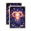 (2 Pack) Heart Hands Magnets - Celestial Stars - Cosmic Love Refrigerator Decors - 5" On Longest Side - Premium Magnet - for Cars, Refrigerators, Toolboxes, Lockers - Made in USA - MAG15958