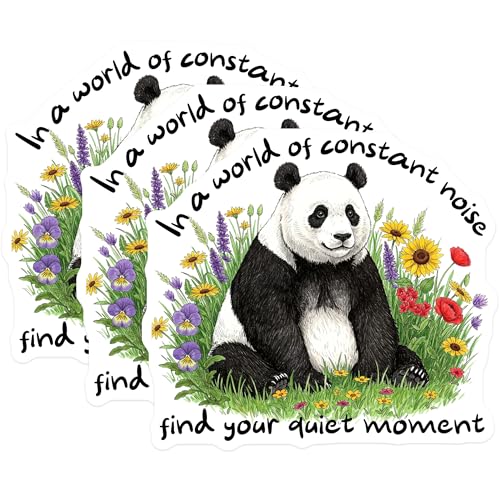 (3 Pack) Panda Decals - Quiet Moment - Laptop Stickers - 3 Inches On Longest Side - Easy Peel & Apply - Made in USA - 3MCS8722