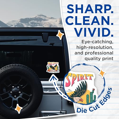 (2 Pack) Eagle Stickers - Free Spirit - World Tour Decal - 5" On Longest Side - Sticks to Smooth Flat Surfaces - Made in USA - BMCS9630