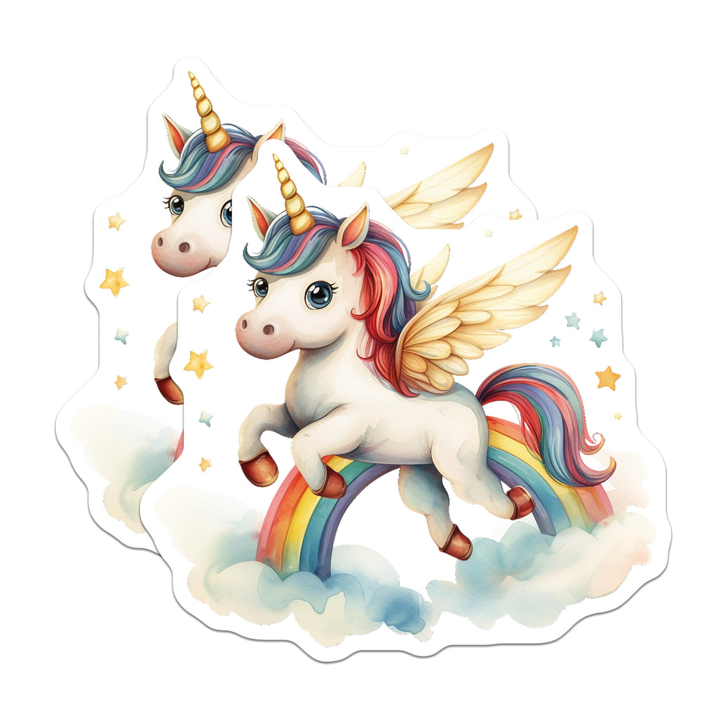 (2 Pack) Unicorn Rainbow Magnets - Magical Pegacorn Decor - Fantasy Kids Room Accessory - 5 Inches On Longest Side - Thick Durable Magnet - Made in USA - MAG37365