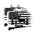 (2 Pack) Hunting Magnets - Deer Hunter American Flag Patriotic - Rifle Hunter Outdoorsman Decor - 5 Inches On Longest Side - Thick Durable Magnet - Made in USA - MAG37263