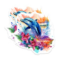 (2 Pack) Watercolor Dolphin Magnets - Tropical Ocean Life Art - Vibrant Marine Creature Decor - Aesthetic Beach Vibes - 5 Inches On Longest Side - Thick Durable Magnet - Made in USA - MAG21672