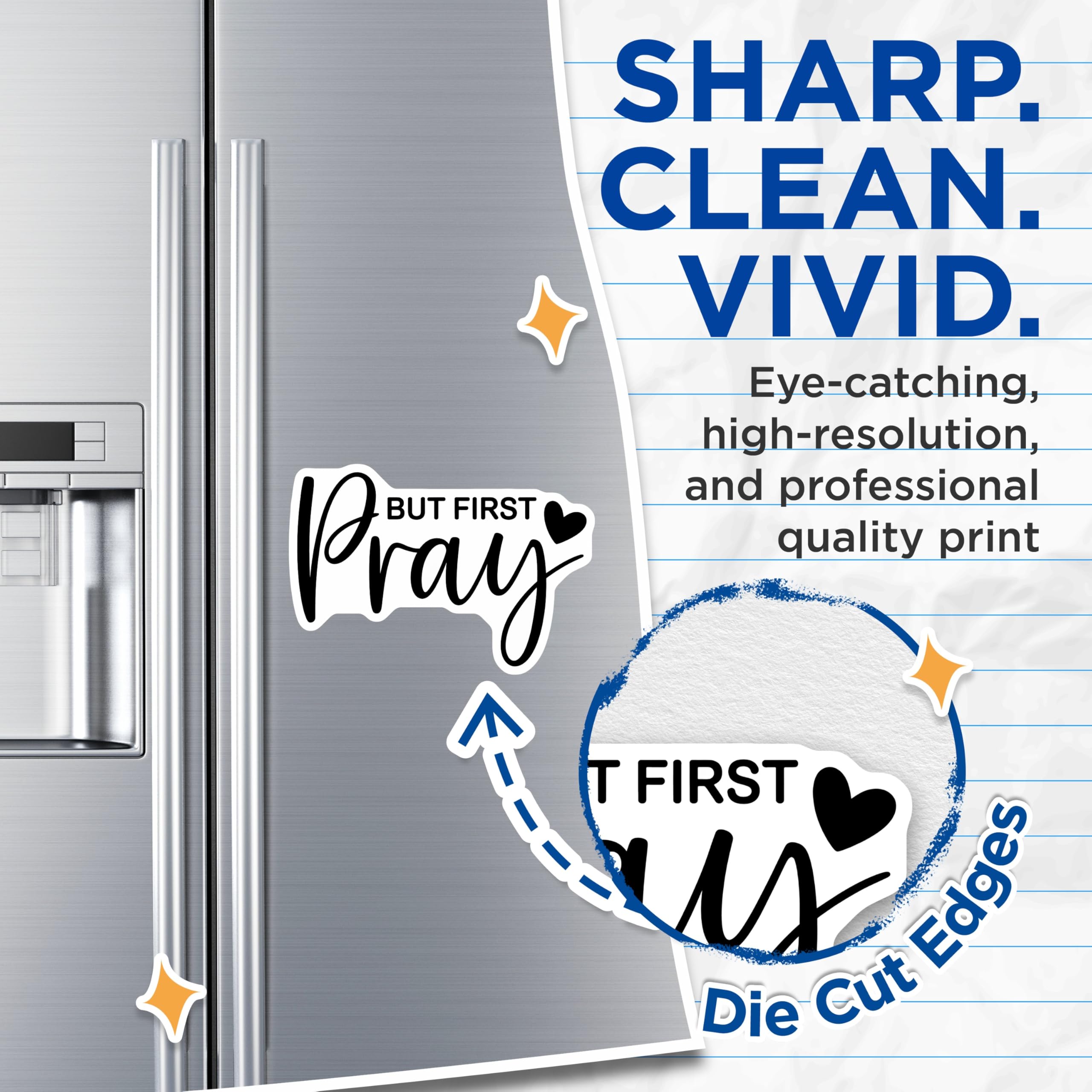 (2 Pack) But First Pray Magnets - Christian Inspired - Inspirational Reminder - 5" On Longest Side - Premium Magnet - for Cars, Refrigerators, Toolboxes, Lockers - Made in USA - MAG14690
