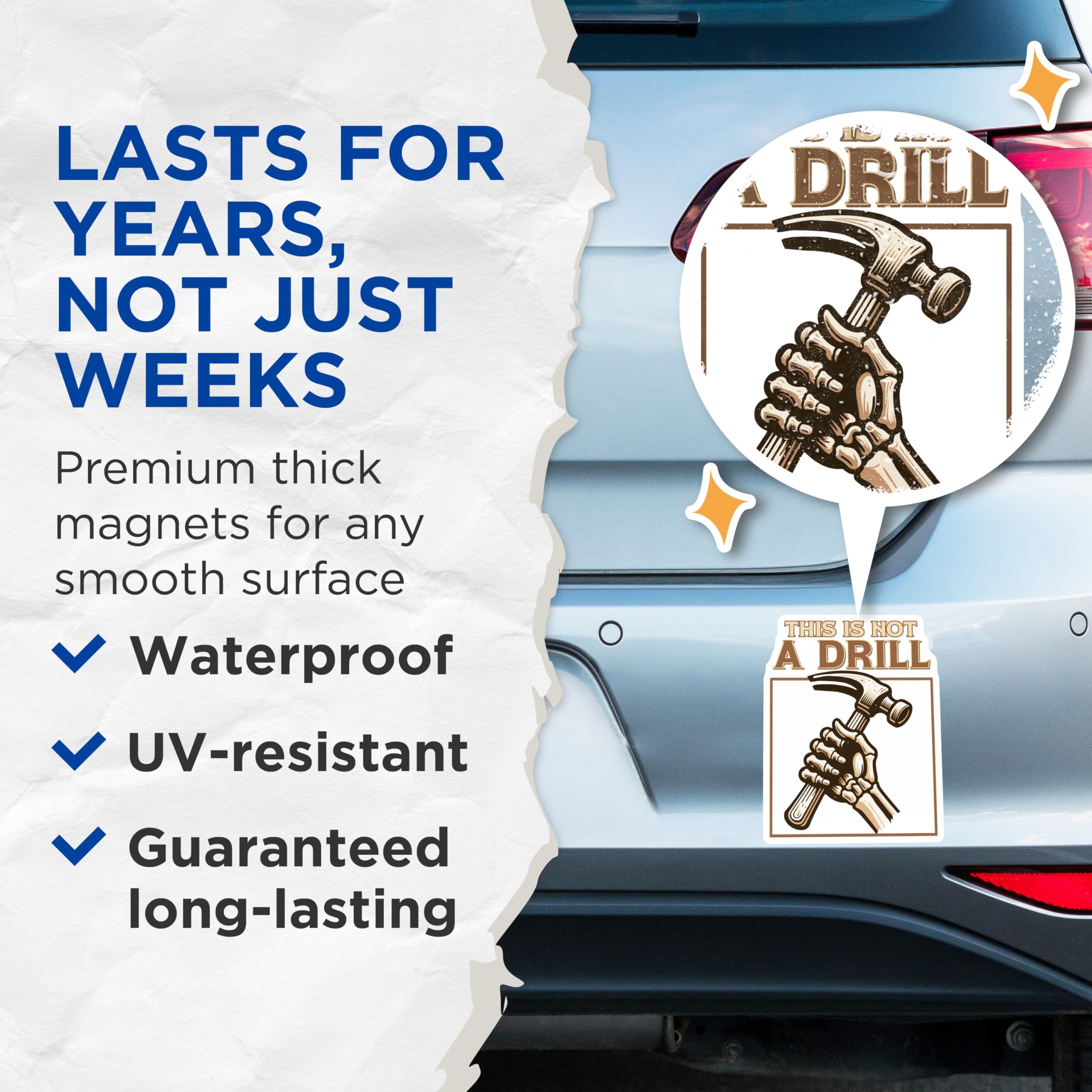 (2 Pack) This is Not A Drill Magnets - Handyman Humor Decor - Skeleton Hand Magnets - 5" On Longest Side - Premium Magnet - for Cars, Refrigerators, Toolboxes, Lockers - Made in USA - MAG18518