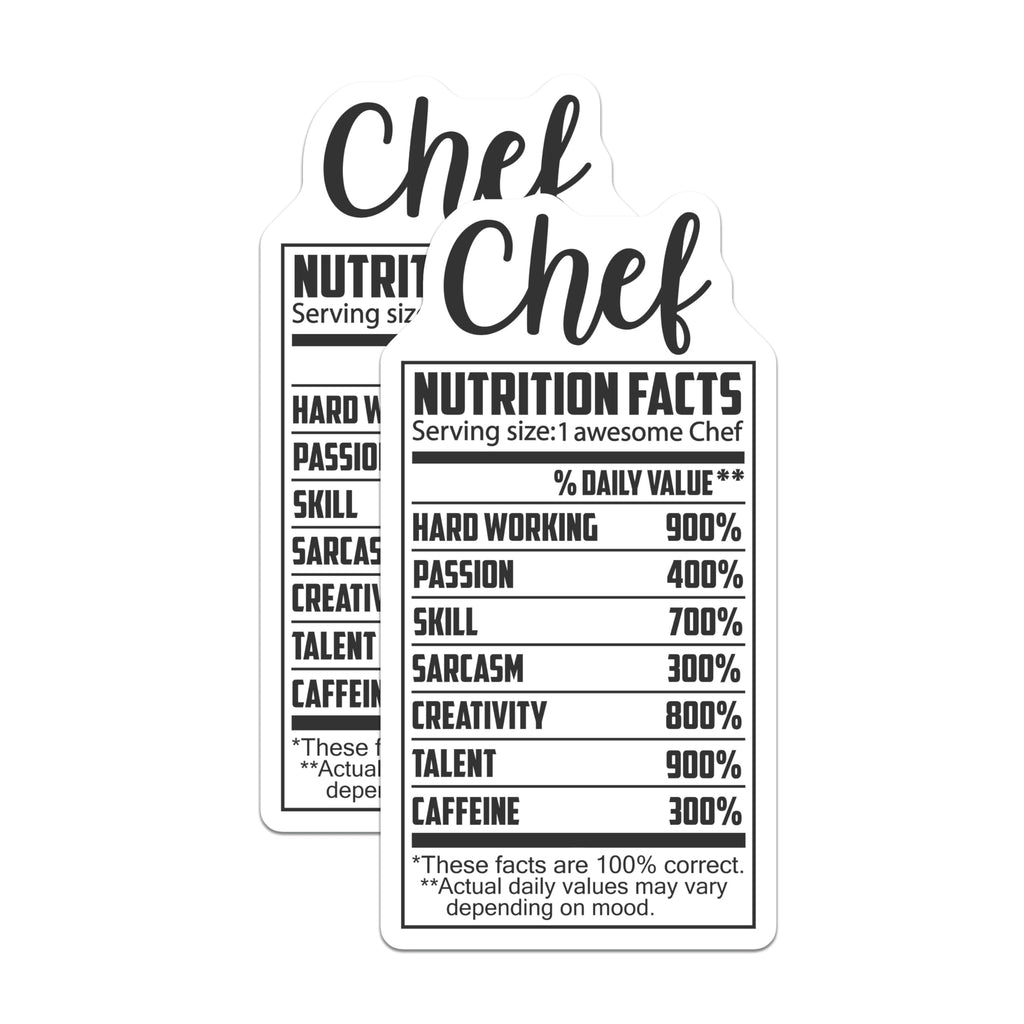 (2 Pack) Chef Nutrition Facts Magnets - Funny Kitchen Decor - Culinary Art Magnets - 5" On Longest Side - Premium Magnet - for Cars, Refrigerators, Toolboxes, Lockers - Made in USA - MAG14279