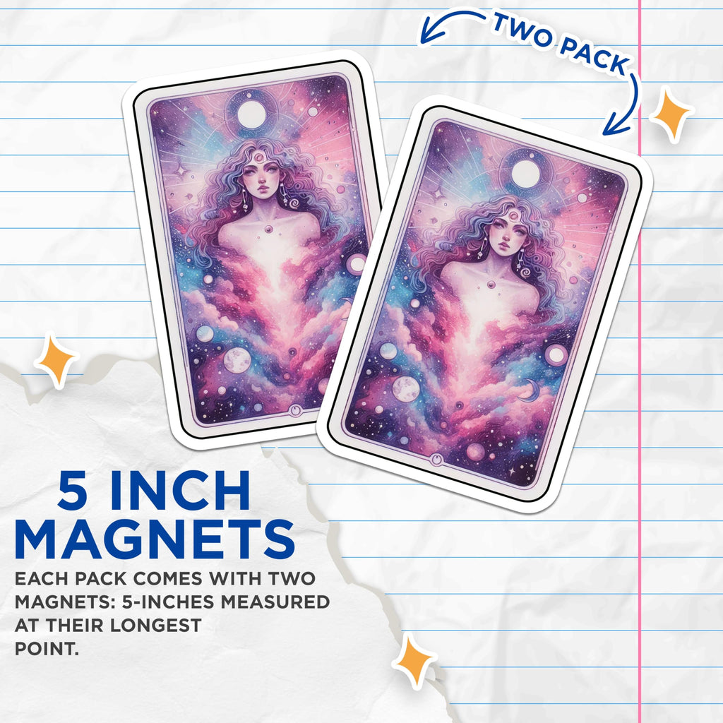(2 Pack) Cosmic Goddess Magnets - Universe Divine Feminine Art - Space Nebula Fantasy Decor - 5 Inches On Longest Side - Thick Durable Magnet - Made in USA - MAG22268