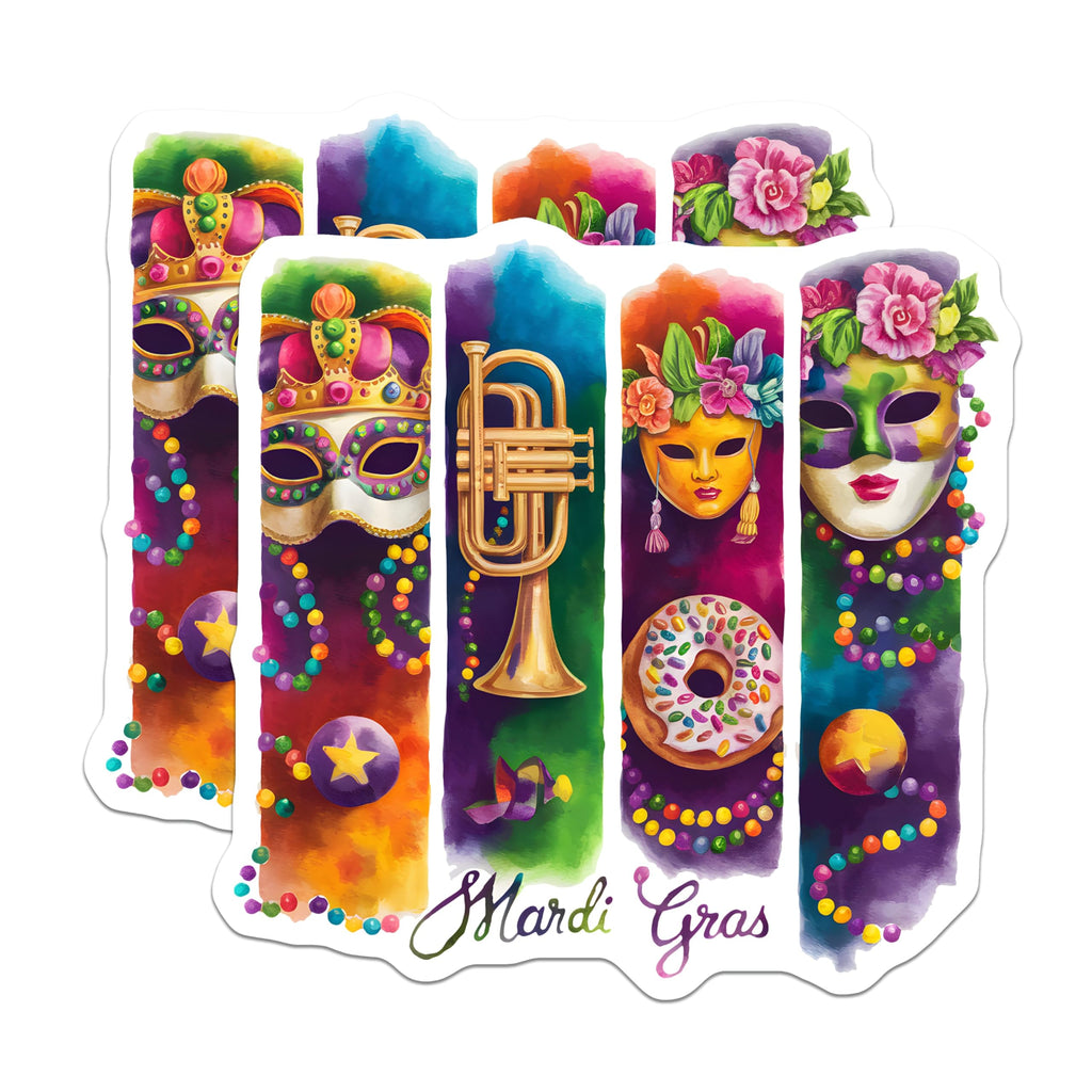 (2 Pack) Mardi Gras Masks Magnets - New Orleans Decor - Party Celebration - 5" On Longest Side - Premium Magnet - for Cars, Refrigerators, Toolboxes, Lockers - Made in USA - MAG15781