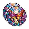 (2 Pack) Stained Glass Butterfly Magnets - Vibrant Fridge Decor - Artistic Home Accent - 5 Inches On Longest Side - Thick Durable Magnet - Made in USA - MAG30227