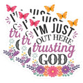 (3 Pack) Trusting God Decals - Floral Butterfly - Religious Laptop Decals- 3 Inches On Longest Side - Easy Peel & Apply - Made in USA - 3MCS5610