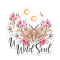 (2 Pack) Wild Soul Magnets - Moth and Floral Decor - Inspirational Home Accent - 5" On Longest Side - Premium Magnet - for Cars, Refrigerators, Toolboxes, Lockers - Made in USA - MAG18037
