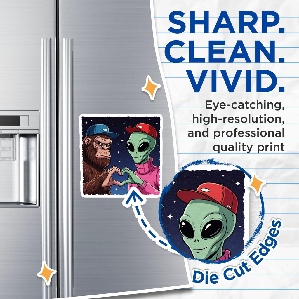 (2 Pack) Bigfoot Alien Magnets - Heart Hands - Funny Fridge Magnets - 5" On Longest Side - Premium Magnet - for Cars, Refrigerators, Toolboxes, Lockers - Made in USA - MAG15610