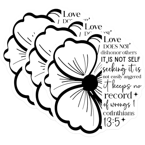 (3 Pack) Corinthians Love Decals - Floral Bible Verse Stickers - Faith Inspiration Decal - 3 Inches On Longest Side - Easy Peel & Apply - Made in USA - 3MCS2619