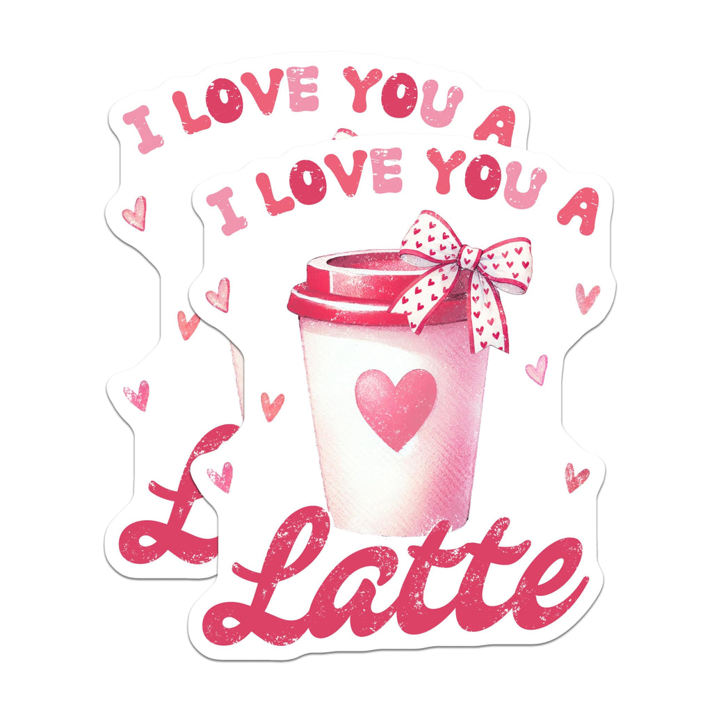 (2 Pack) I Love You a Latte Magnets - Cute Coffee Cup Magnets - Romantic Love Coffee Magnets - 5" On Longest Side - for Cars, Refrigerators, Toolboxes, Lockers - Made in USA BMCS3498