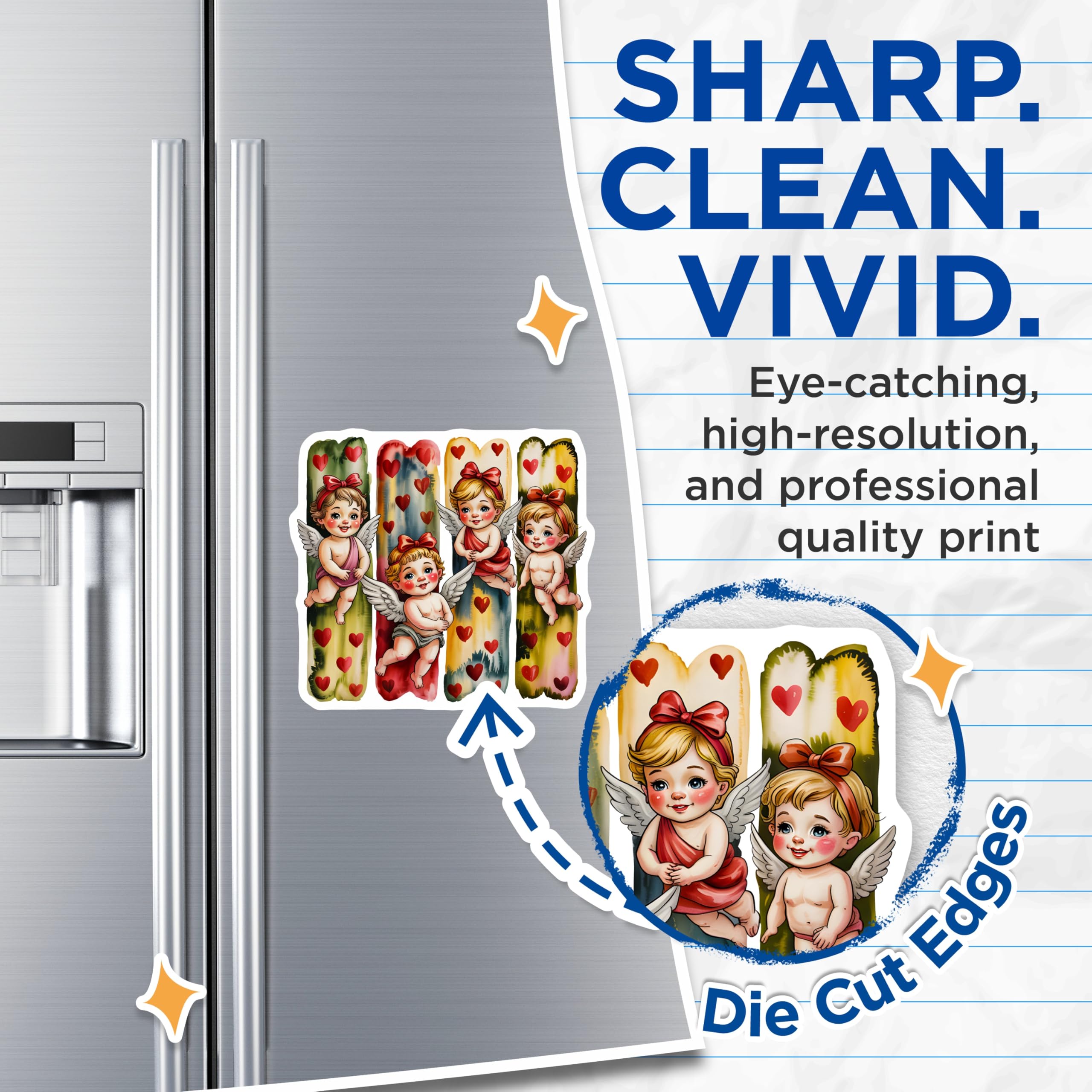 (2 Pack) Cute Cupid Magnets - Valentine Fridge Decor - Shabby Chic Kitchen Refrigerator Accent - 5 Inches On Longest Side - Thick Durable Magnet - Made in USA - MAG25806